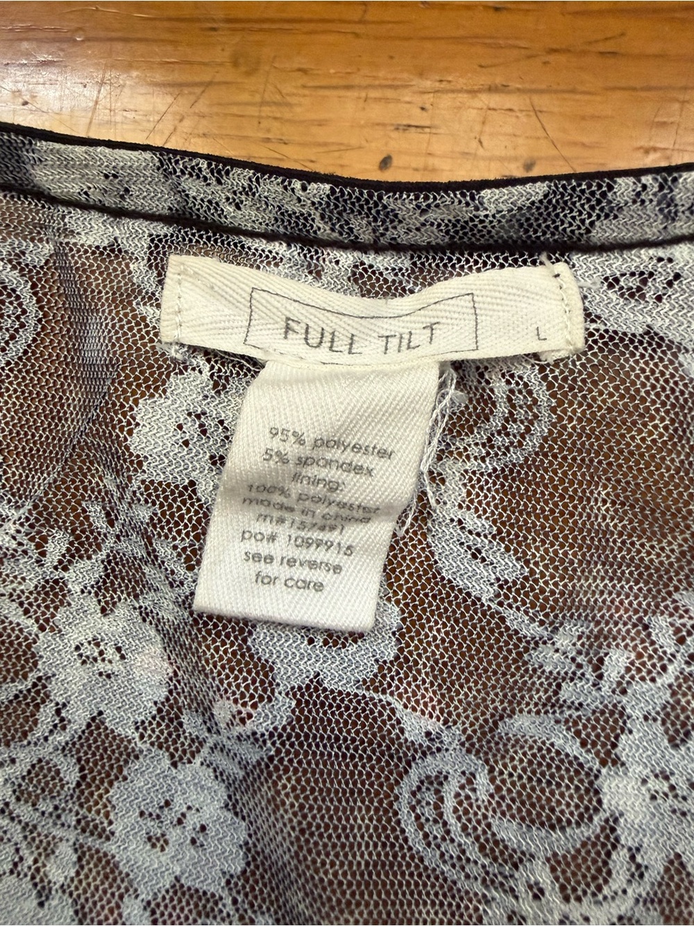 Vintage Sheer Floral V-Neck Mesh Top in Black with Lavender Accents - Picture 3 of 3